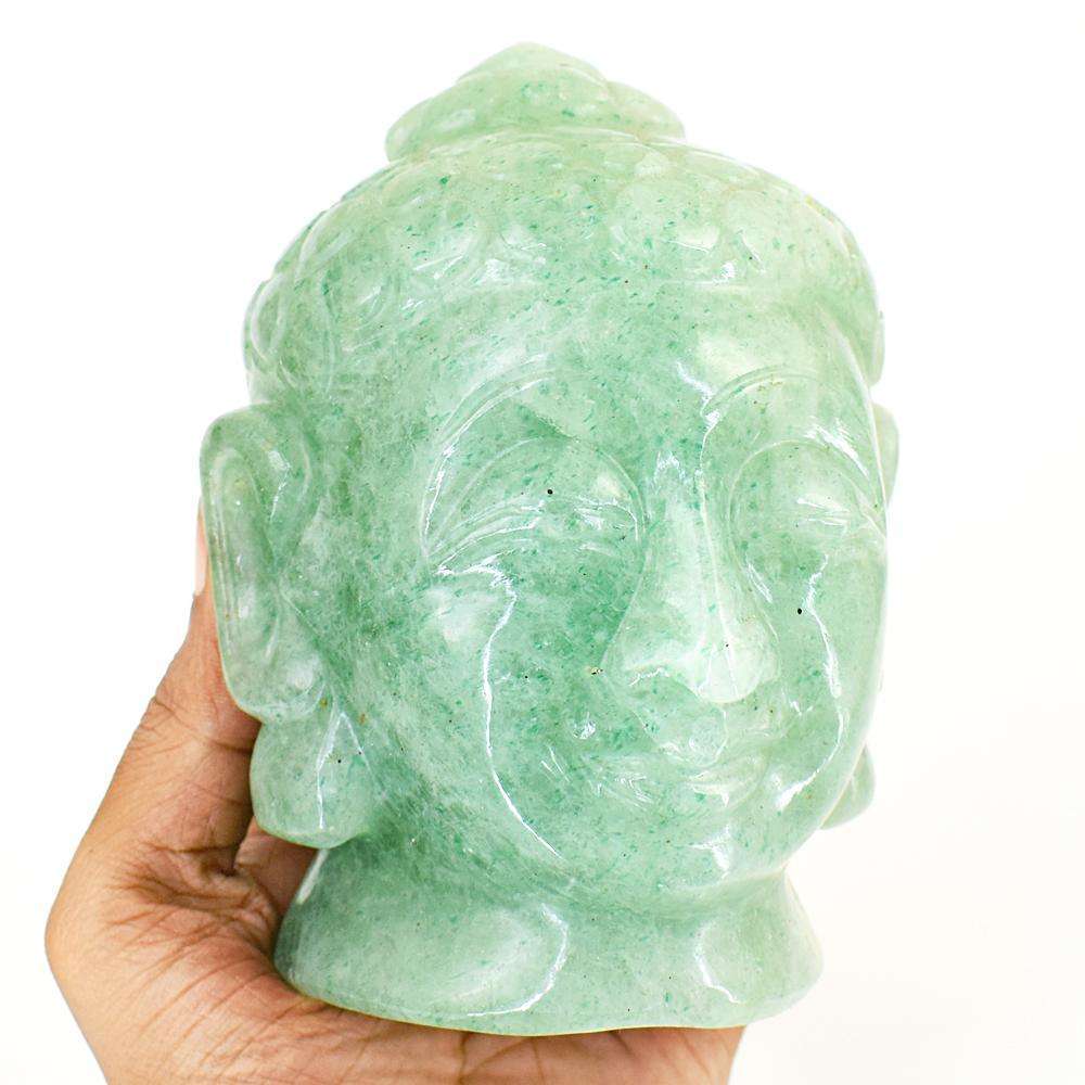 gemsmore:Artisian Aventurine Hand Carved Buddha Head