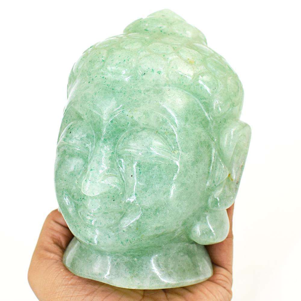 gemsmore:Artisian Aventurine Hand Carved Buddha Head