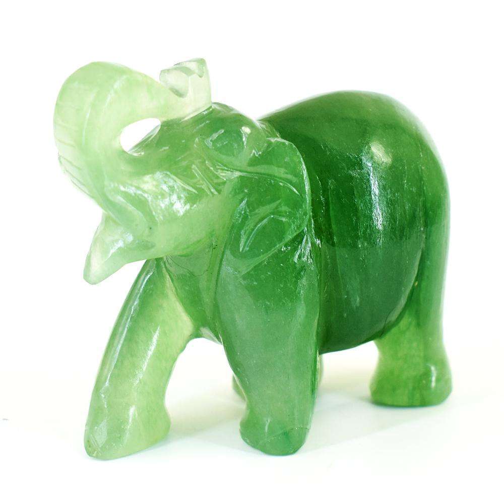 gemsmore:Artisian Aventurine Hand Carved Genuine Crystal Gemstone Carving Elephant