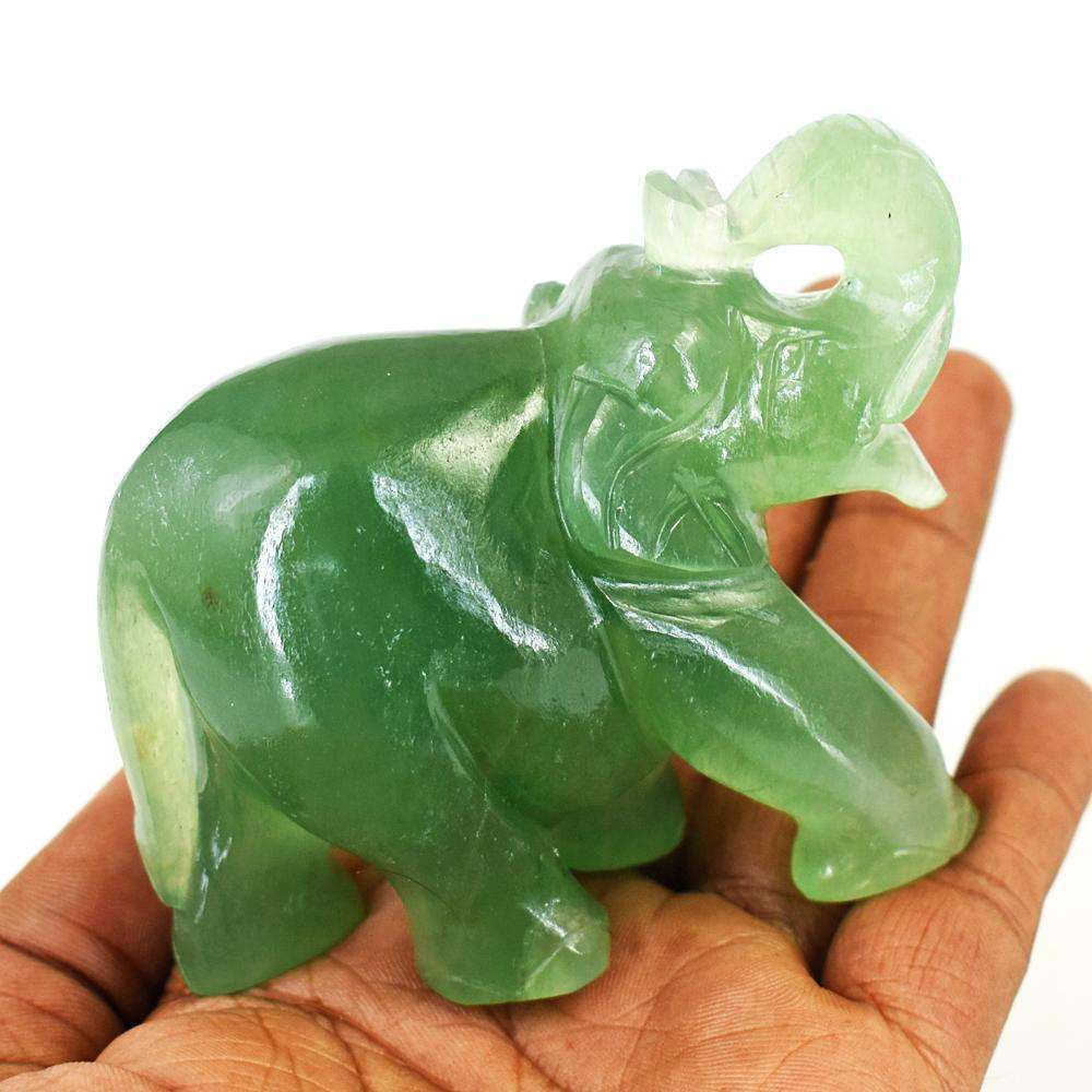 gemsmore:Artisian Aventurine Hand Carved Genuine Crystal Gemstone Carving Elephant