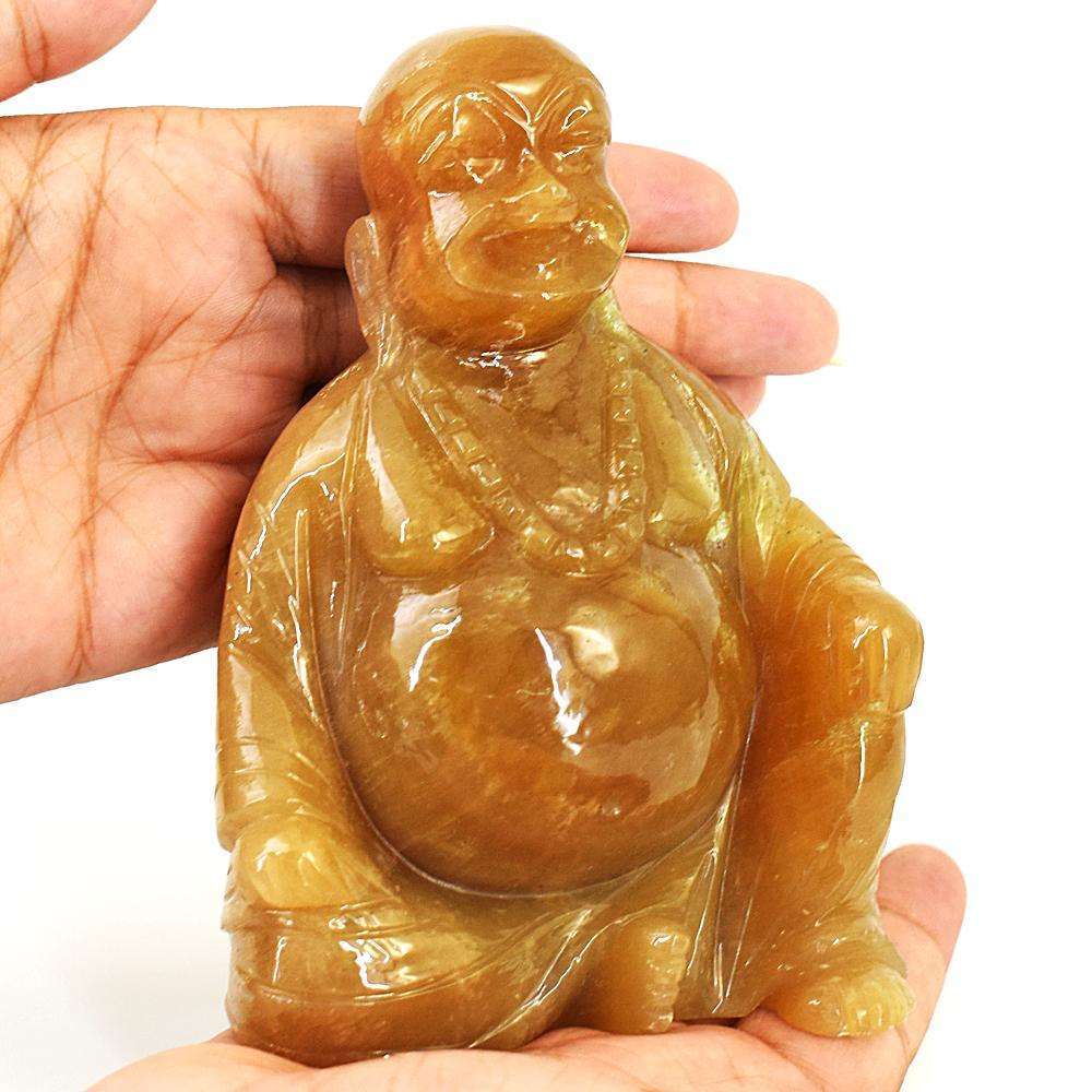 gemsmore:Artisian Aventurine Hand Carved Genuine Crystal Gemstone Carving Laughing Buddha