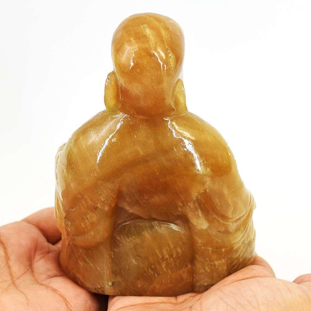 gemsmore:Artisian Aventurine Hand Carved Genuine Crystal Gemstone Carving Laughing Buddha