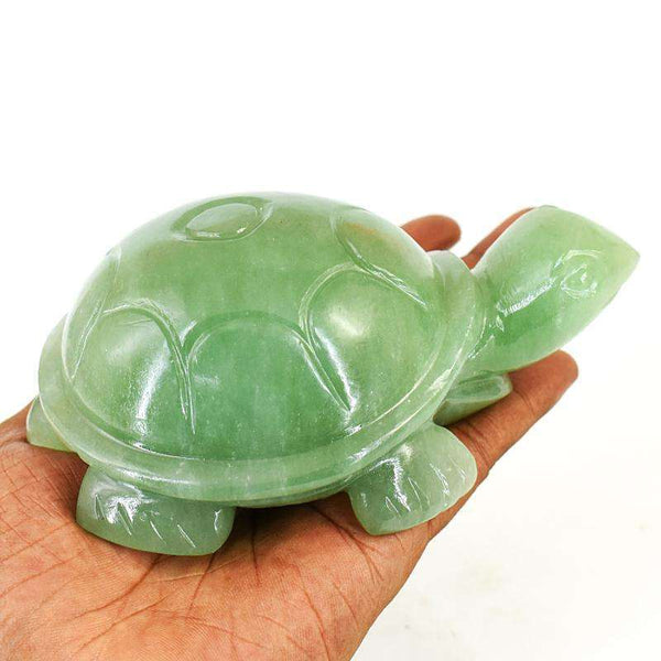 gemsmore:Artisian Aventurine Hand Carved Genuine Crystal Gemstone Carving Turtle
