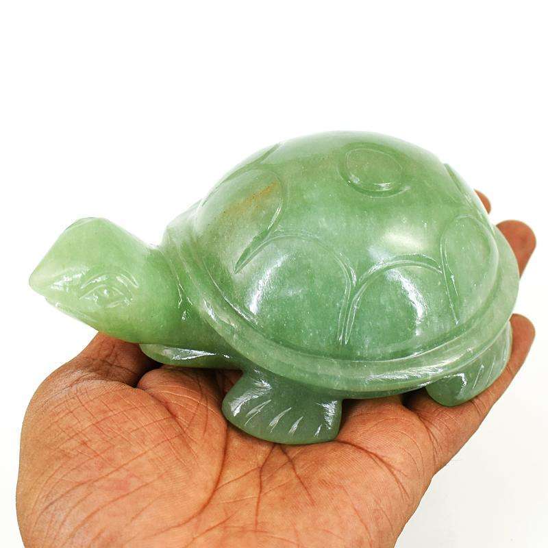 gemsmore:Artisian Aventurine Hand Carved Genuine Crystal Gemstone Carving Turtle