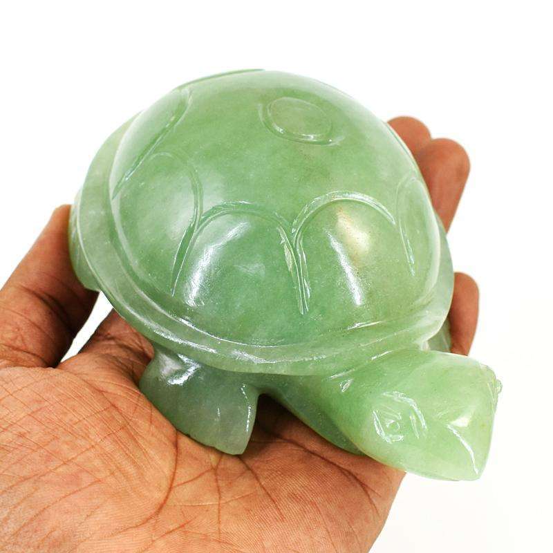 gemsmore:Artisian Aventurine Hand Carved Genuine Crystal Gemstone Carving Turtle