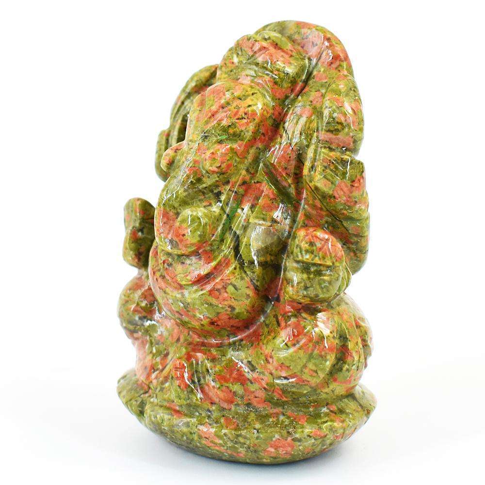 gemsmore:Artisian Blood Green Unakite Hand Carved Genuine Crystal Gemstone Carving Lord Ganesha