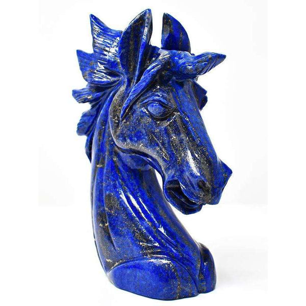 gemsmore:Artisian Blue Lapis Lazuli Hand Carved Horse Head
