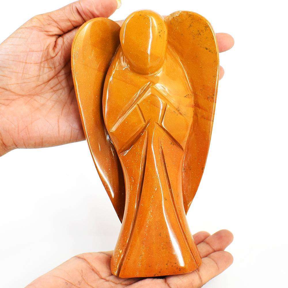 gemsmore:Artisian Caramel Jasper Hand Carved Genuine Crystal Gemstone Carving Angel