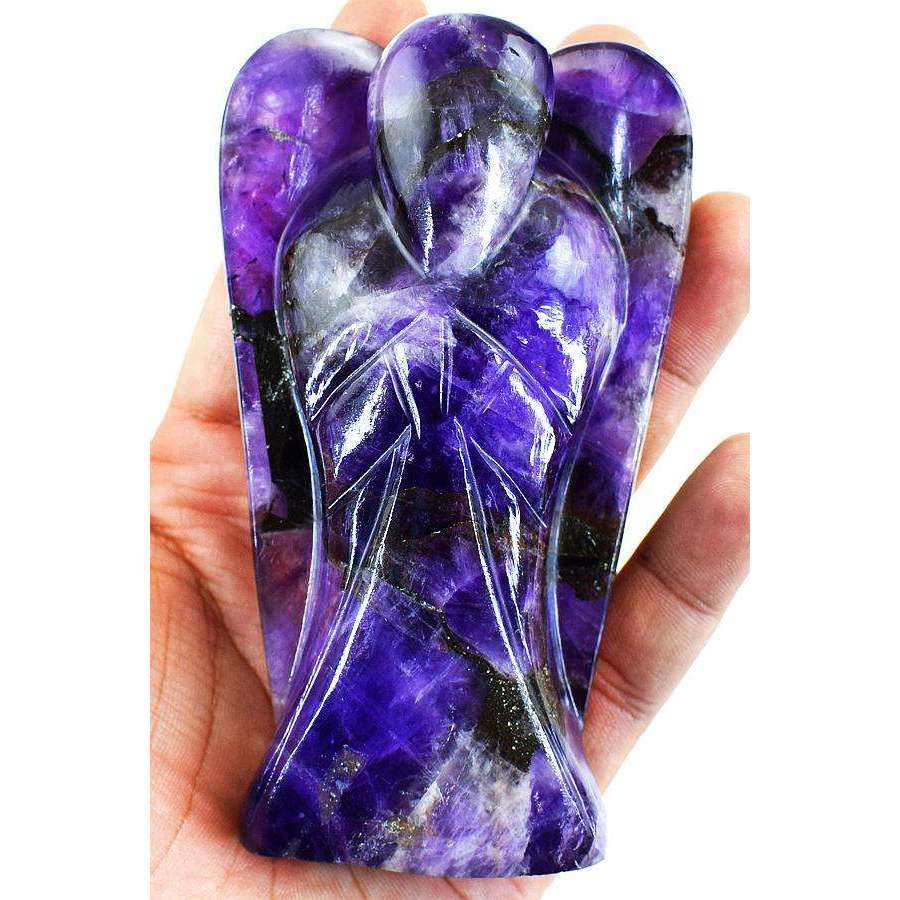 gemsmore:Artisian Carved Bi-Color Amethyst Reiki Healing Angel