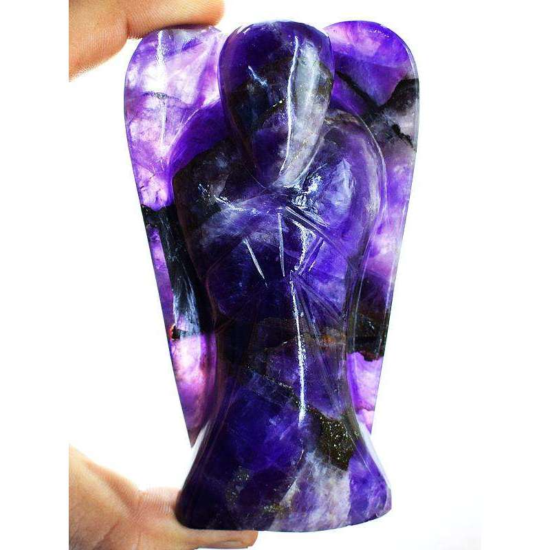 gemsmore:Artisian Carved Bi-Color Amethyst Reiki Healing Angel