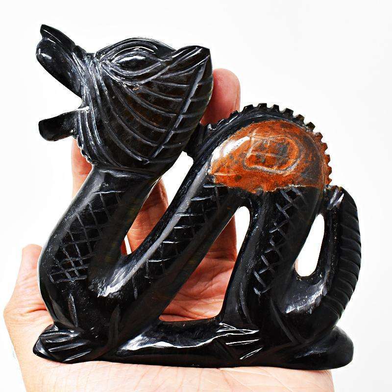 gemsmore:Artisian Carved Blue Power Tiger Eye Dragon