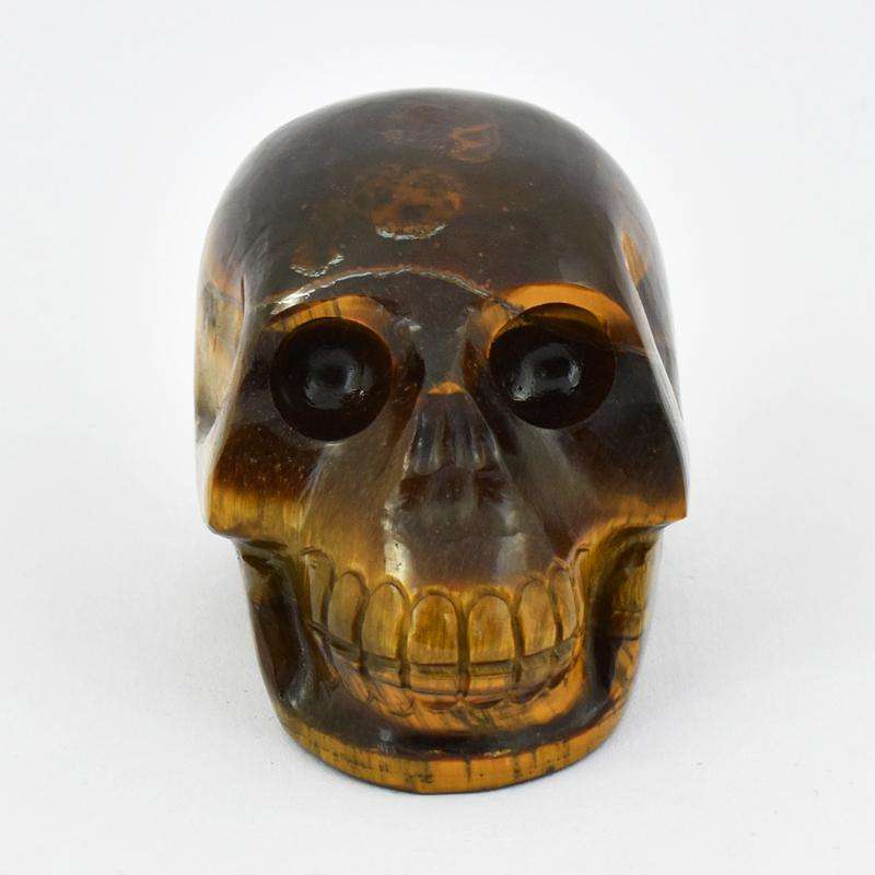 gemsmore:Artisian Carved Golden Tiger Eye Human Skull