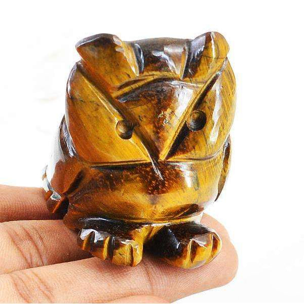 gemsmore:Artisian Carved Golden Tiger Eye Owl Gem