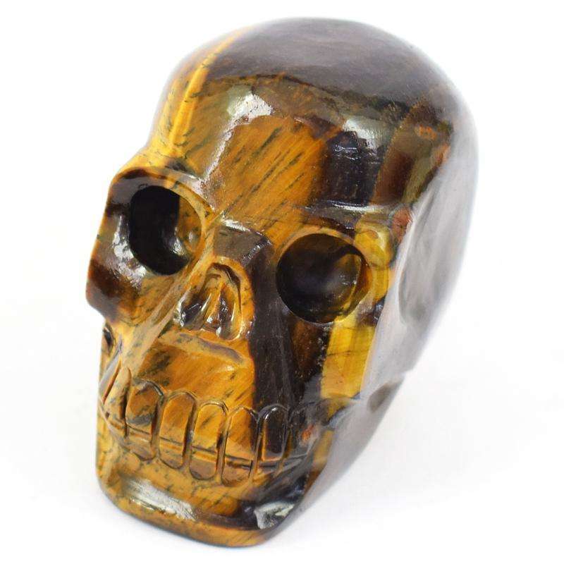 gemsmore:Artisian Carved Golden Tiger Eye Skull