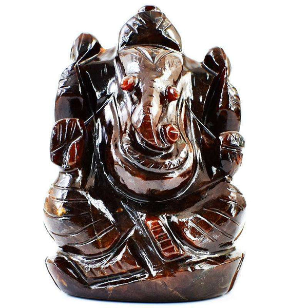 gemsmore:Artisian Carved Red Garnet Lord Ganesha Idol