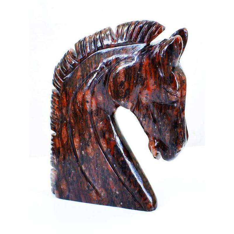 gemsmore:Artisian Carved Red Garnet Unicorn Head