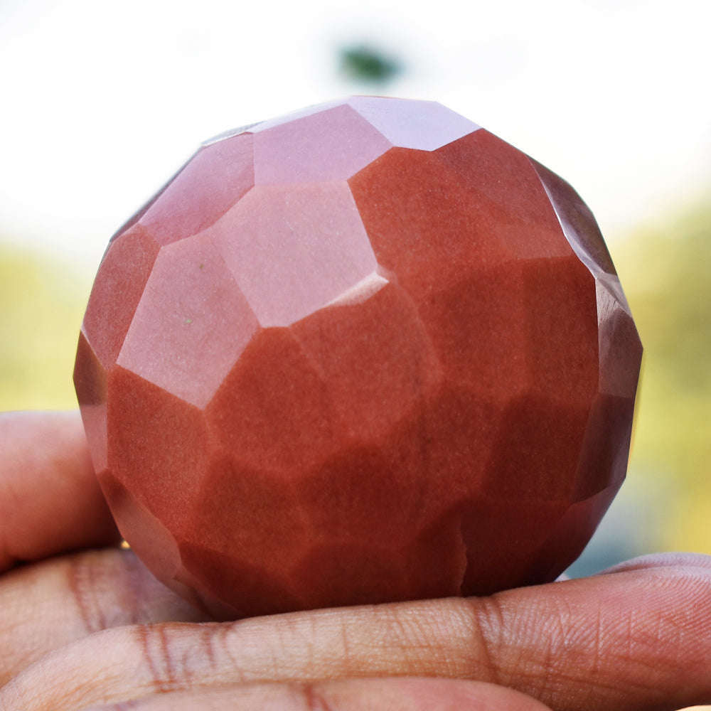 gemsmore:Artisian Dolomite Jasper Hand Carved Faceted Crystal Healing Sphere