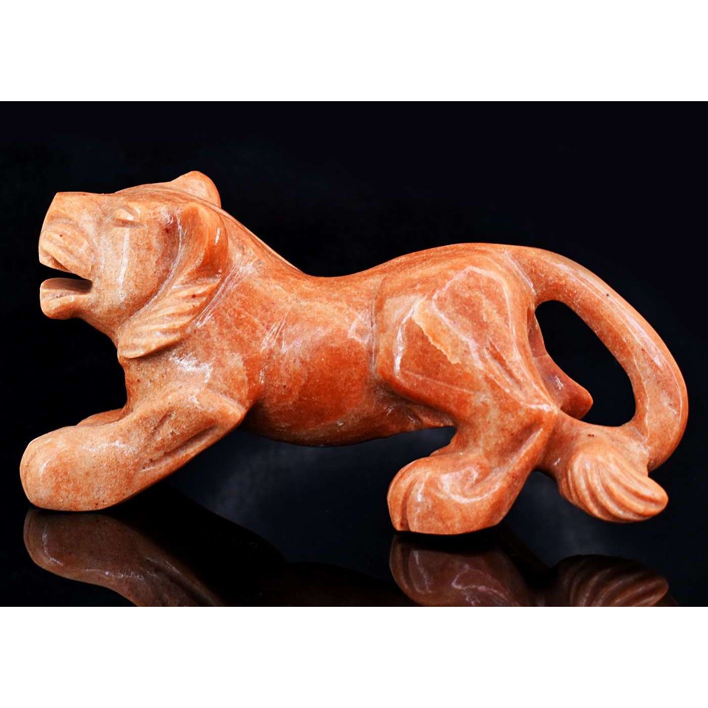 gemsmore:Artisian Dolomite Jasper Hand Carved Lion