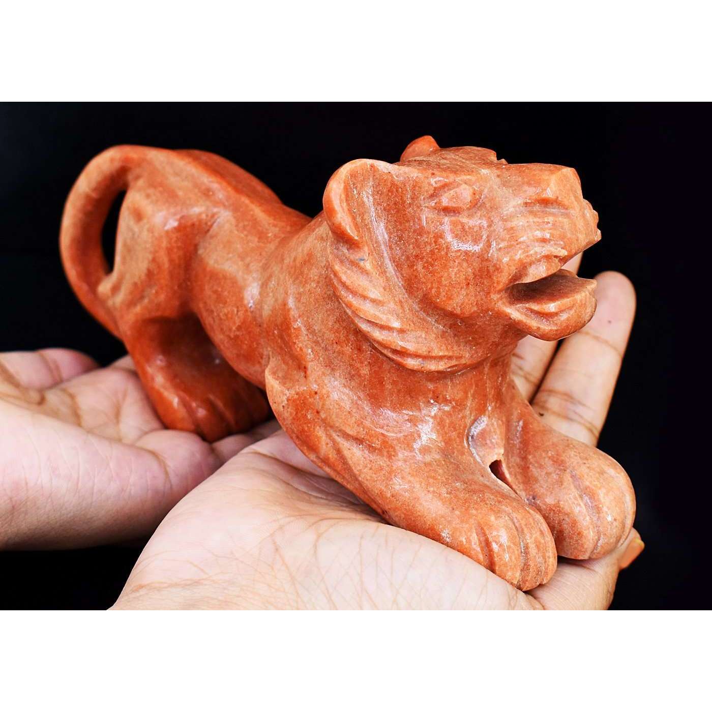 gemsmore:Artisian Dolomite Jasper Hand Carved Lion