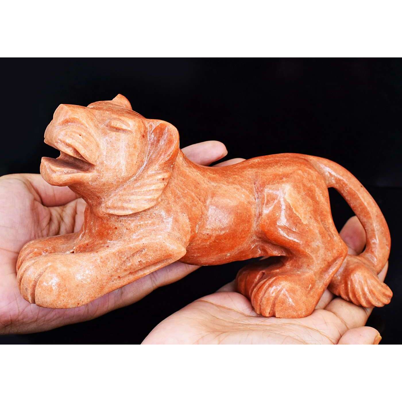 gemsmore:Artisian Dolomite Jasper Hand Carved Lion