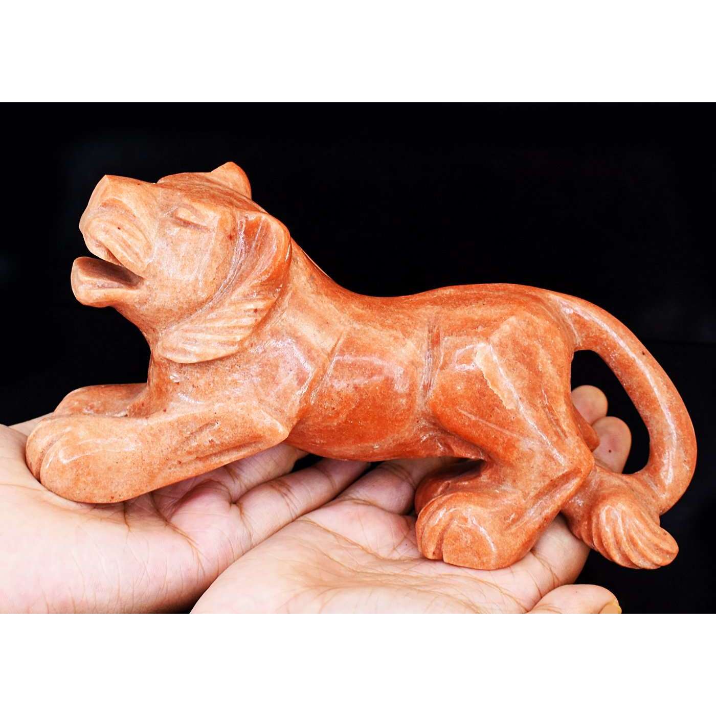 gemsmore:Artisian Dolomite Jasper Hand Carved Lion