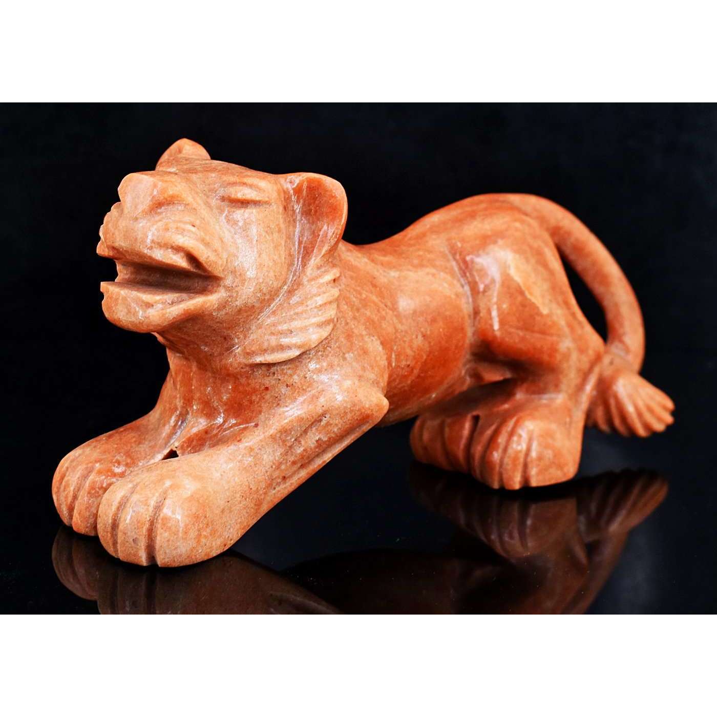 gemsmore:Artisian Dolomite Jasper Hand Carved Lion