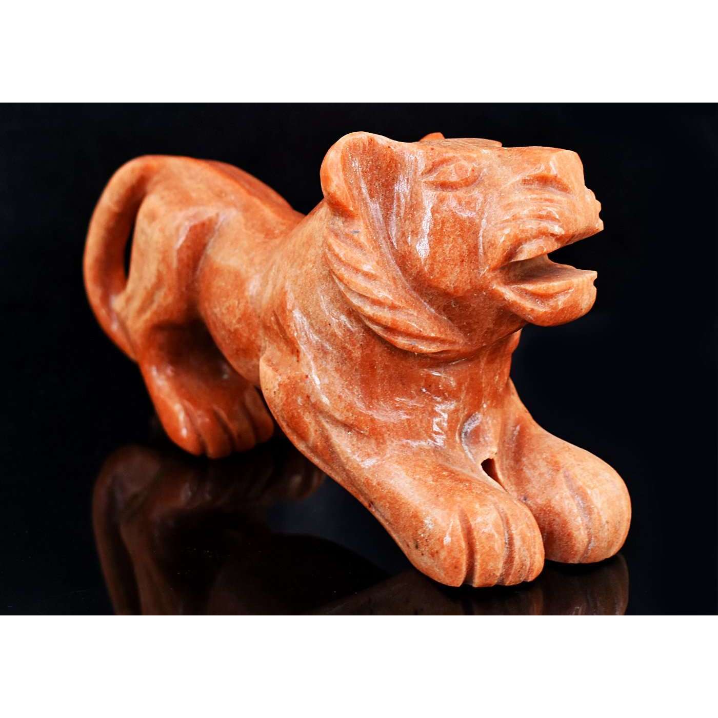 gemsmore:Artisian Dolomite Jasper Hand Carved Lion