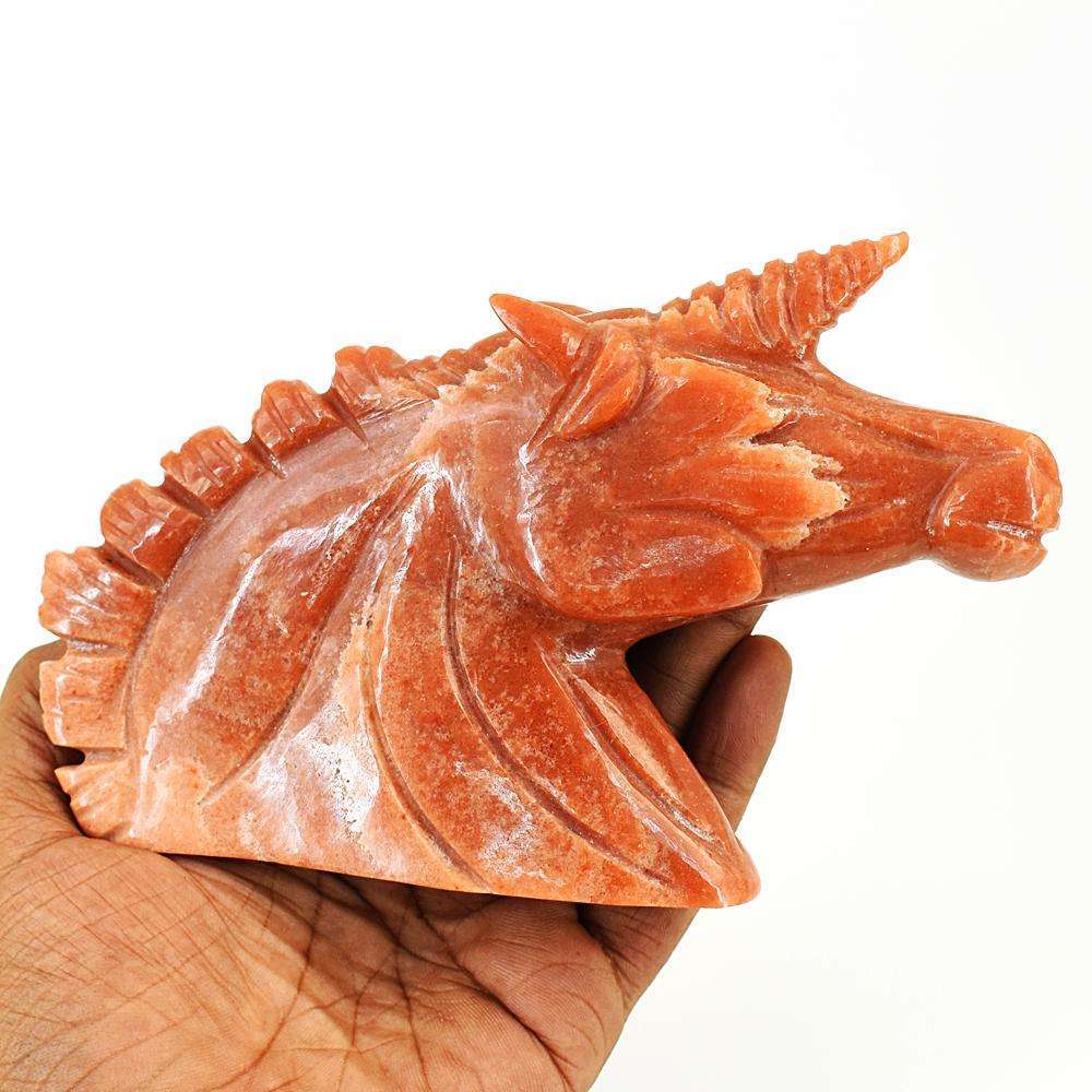 gemsmore:Artisian Dolomite Jasper Hand Carved Unicorn Head