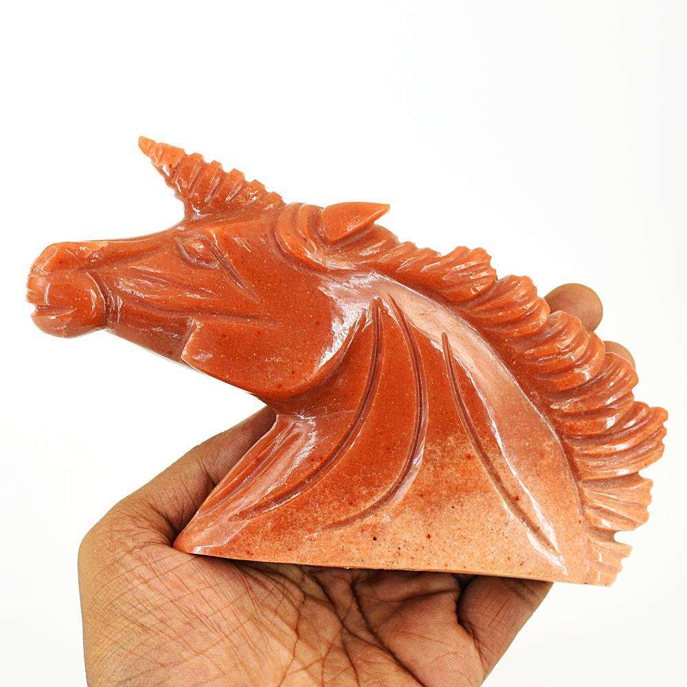 gemsmore:Artisian Dolomite Jasper Hand Carved Unicorn Head