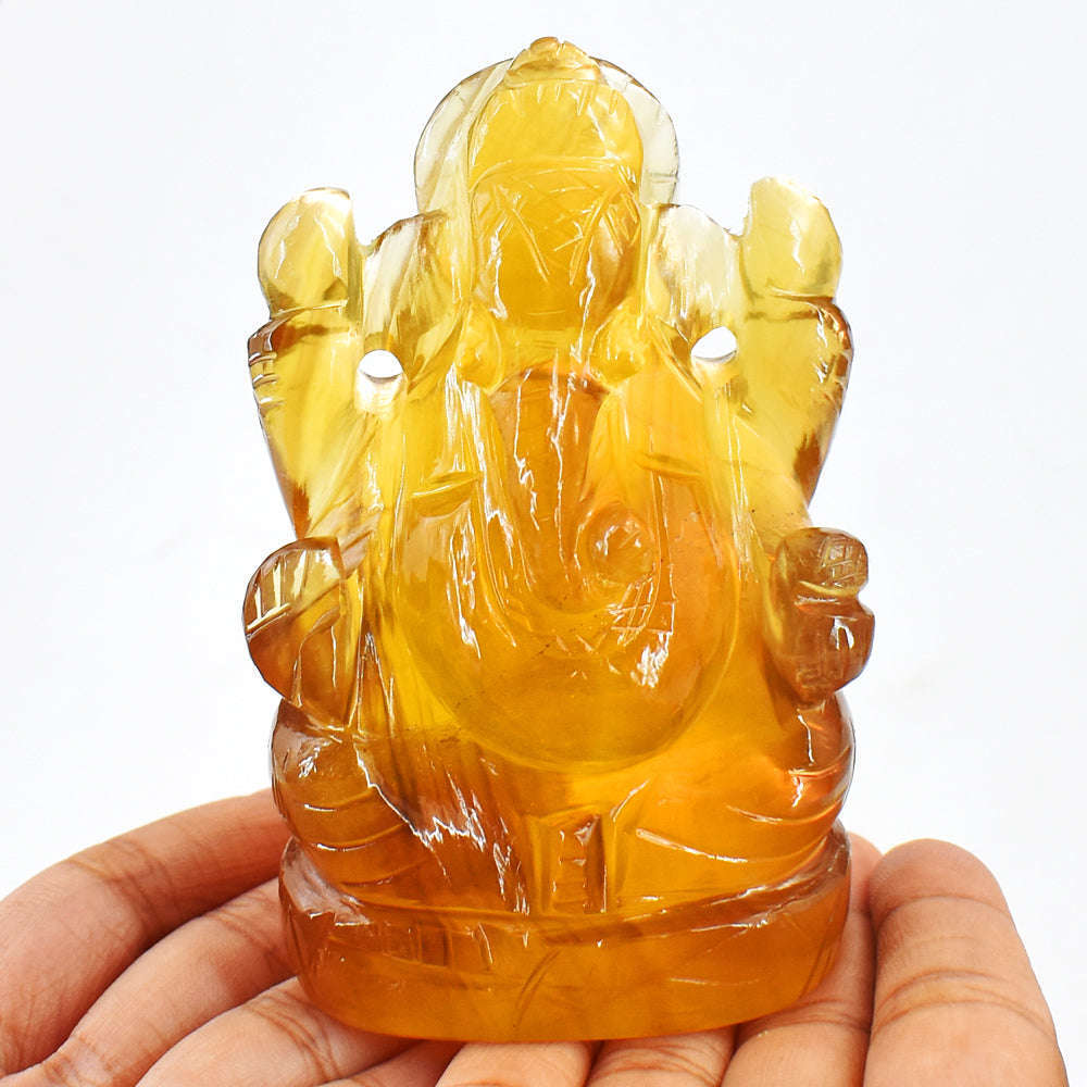 gemsmore:Artisian Fluorite Hand Carved Genuine Crystal Gemstone Carving Lord Ganesha