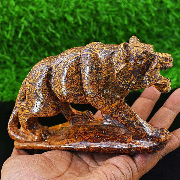 gemsmore:Artisian Golden Art Jasper Hand Carved Tiger