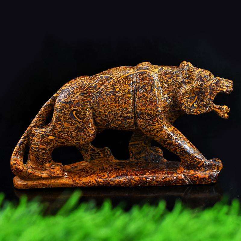 gemsmore:Artisian Golden Art Jasper Hand Carved Tiger