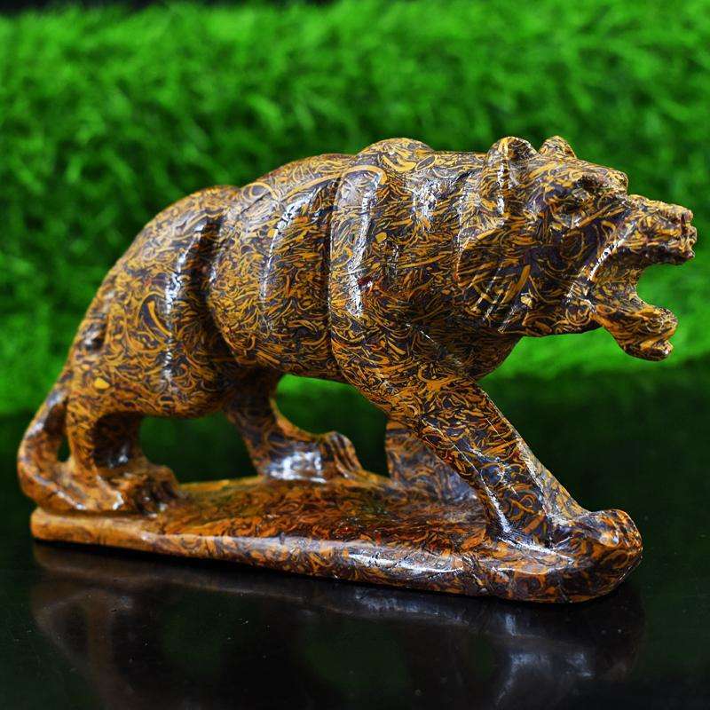 gemsmore:Artisian Golden Art Jasper Hand Carved Tiger