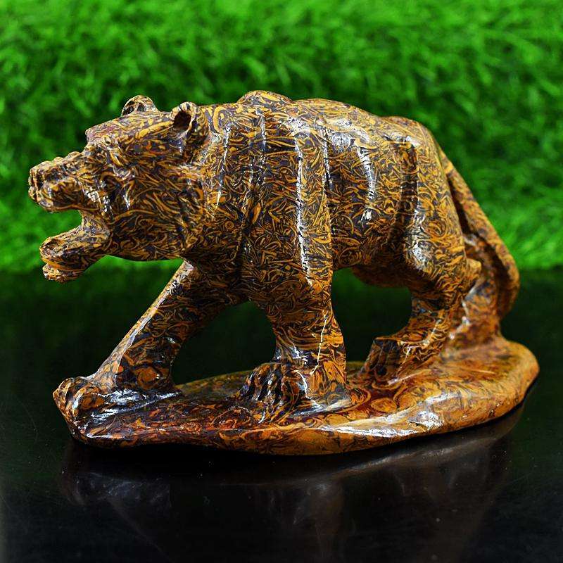 gemsmore:Artisian Golden Art Jasper Hand Carved Tiger