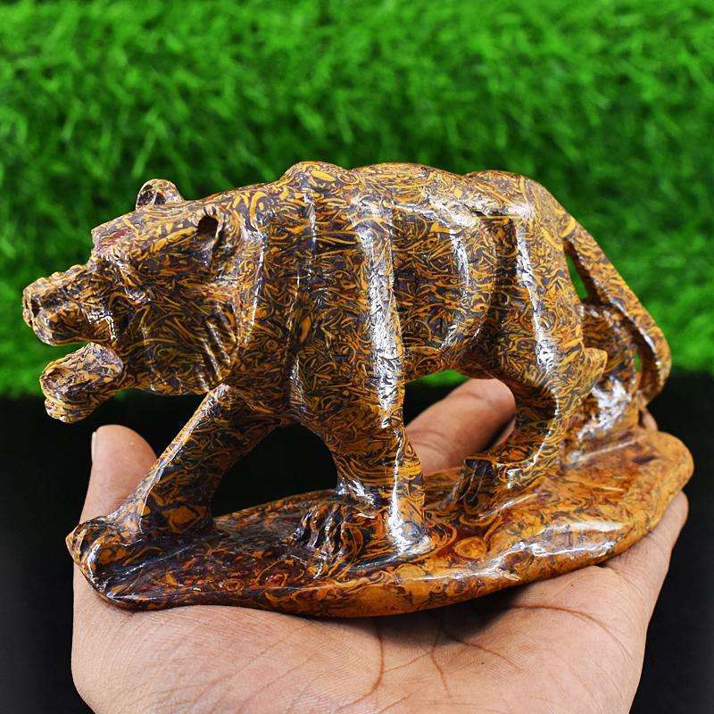 gemsmore:Artisian Golden Art Jasper Hand Carved Tiger