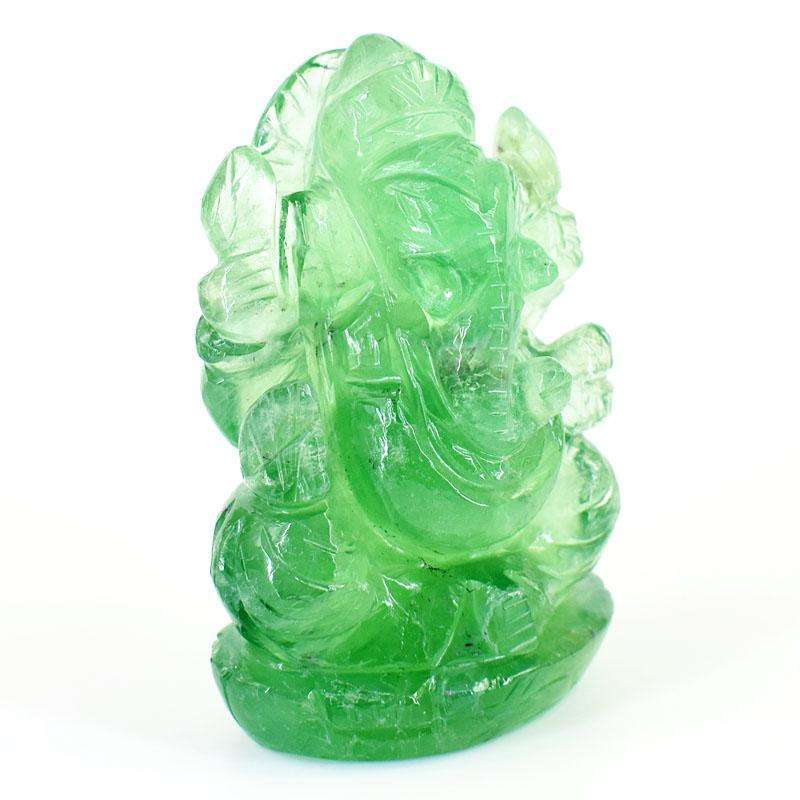 gemsmore:Artisian Green Fluorite Hand Carved Genuine Crystal Gemstone Carving Lord Ganesha