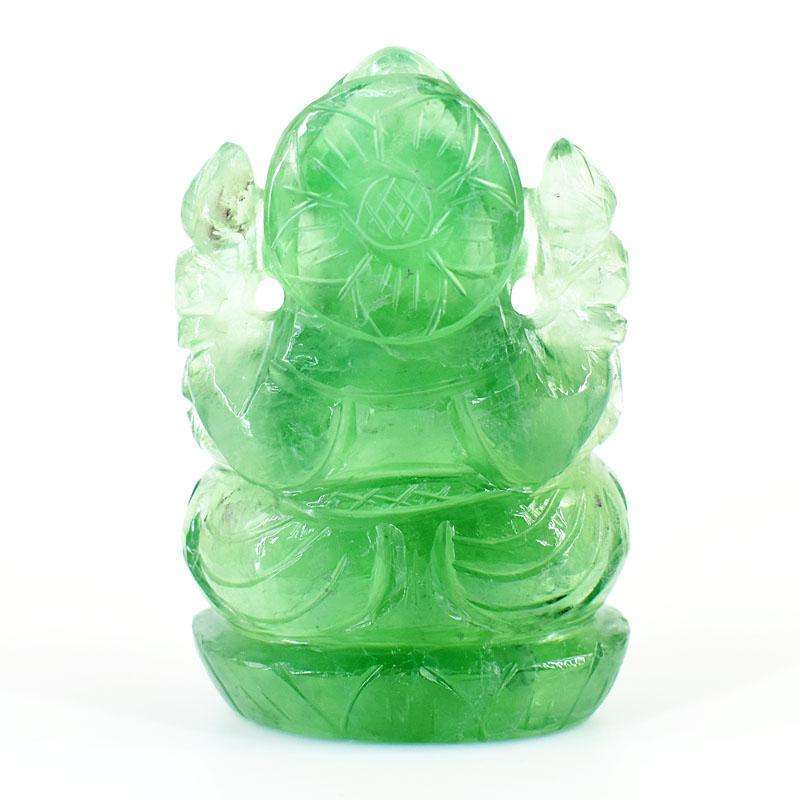 gemsmore:Artisian Green Fluorite Hand Carved Genuine Crystal Gemstone Carving Lord Ganesha