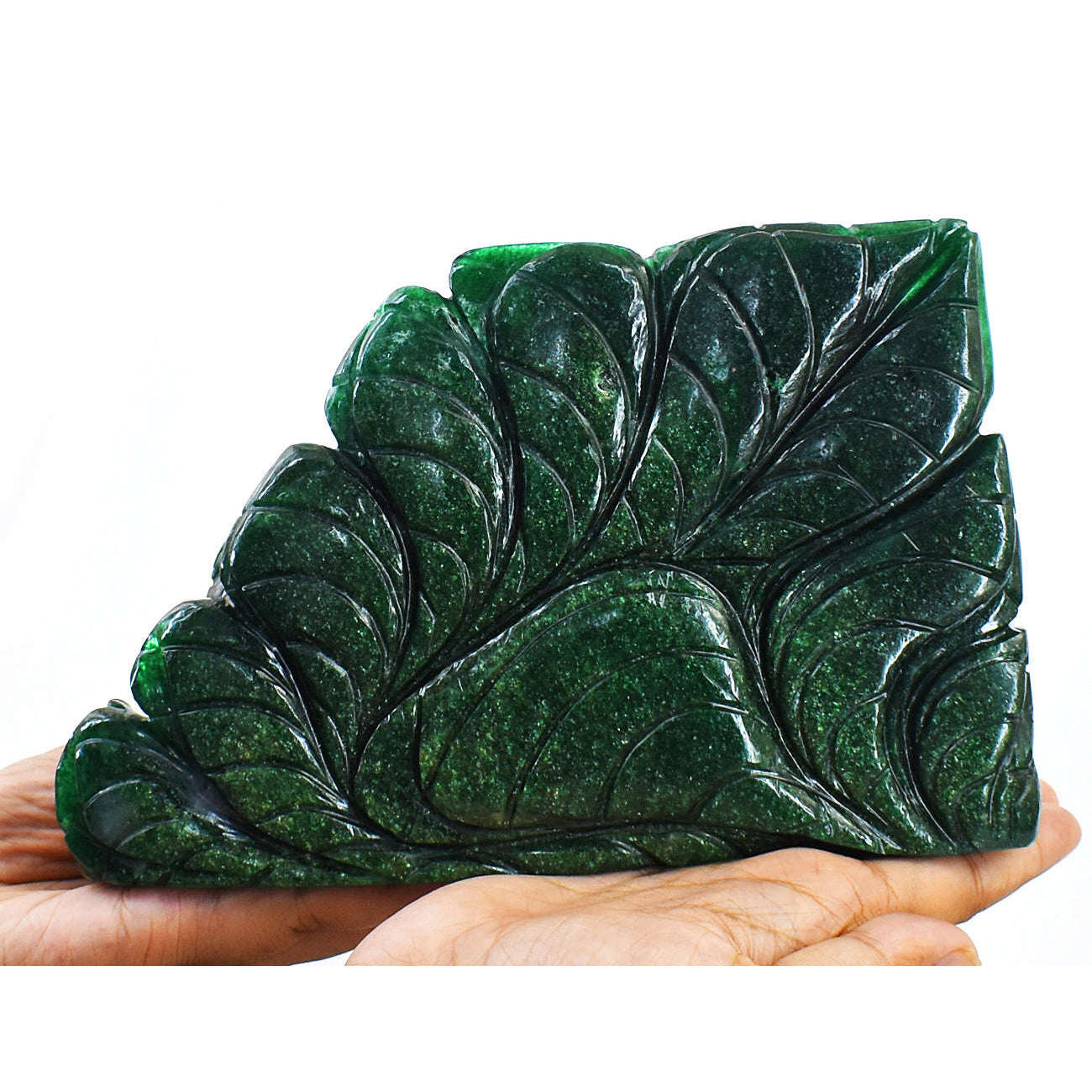 gemsmore:Artisian Green Jade Hand Carved Genuine Crystal Gemstone Carving Huge Sleeping Lord Buddha