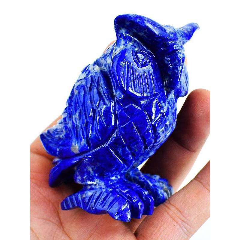 gemsmore:Artisian Hand Carved Blue Lapis Lazuli Owl