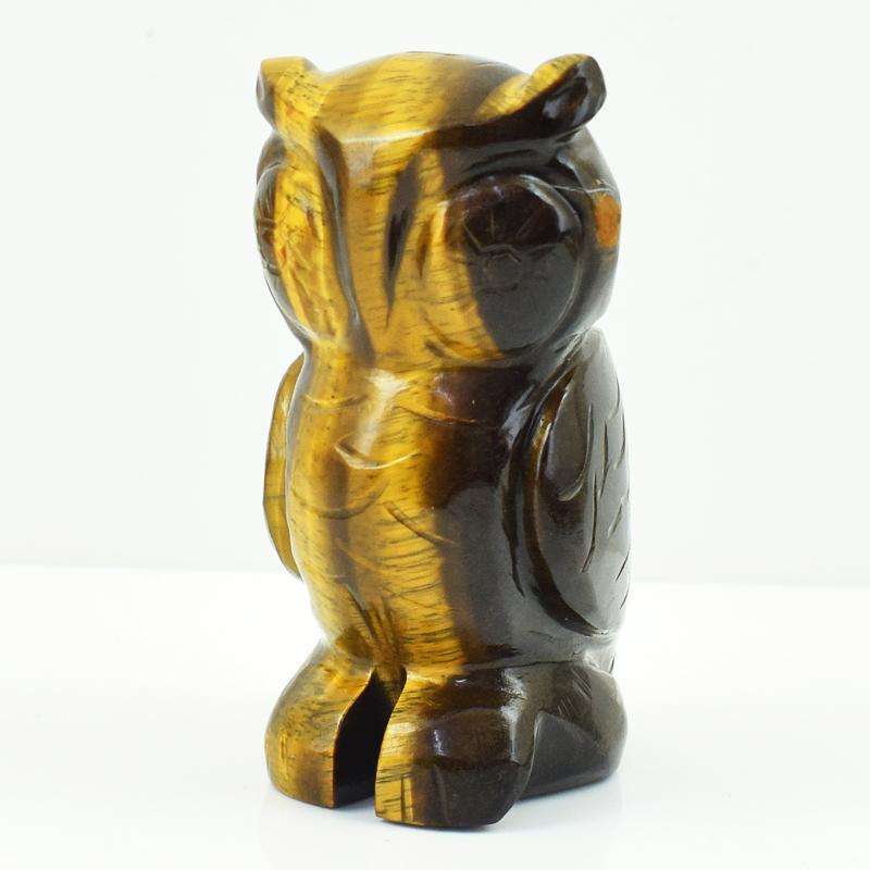 gemsmore:Artisian Hand Carved Golden Tiger Eye Owl Gemstone