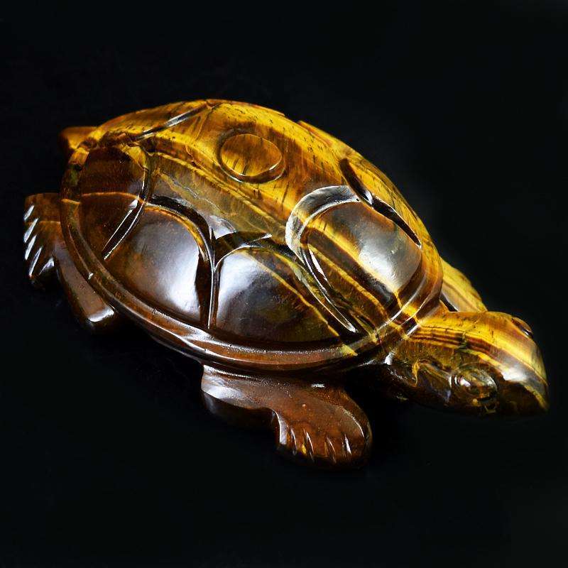 gemsmore:Artisian Hand Carved Golden Tiger Eye Turtle