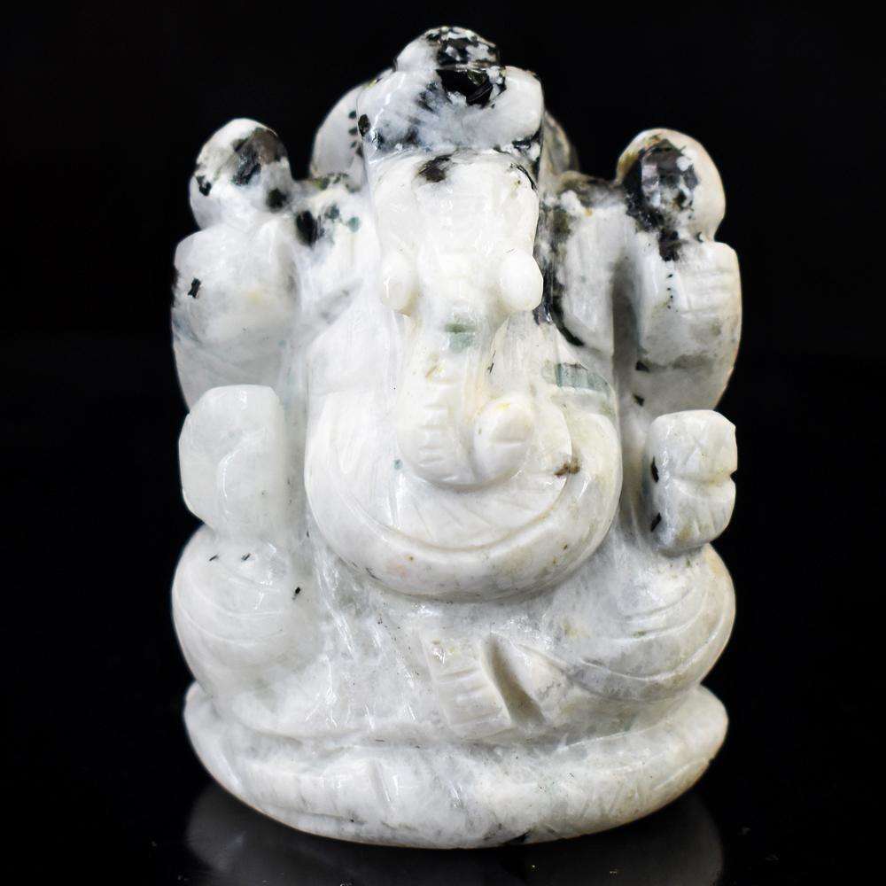 gemsmore:Artisian Hand Carved Moonstone Lord Ganesha Idol