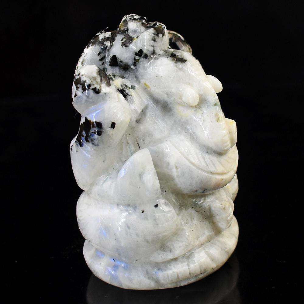 gemsmore:Artisian Hand Carved Moonstone Lord Ganesha Idol