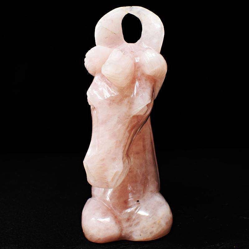 gemsmore:Artisian Hand Carved Pink Rose Quartz Horse Head