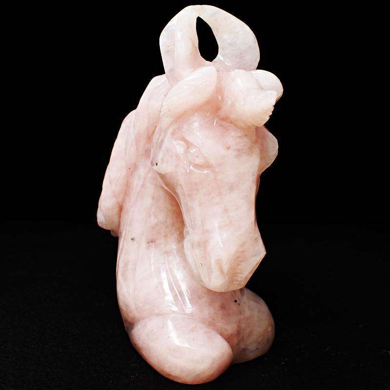 gemsmore:Artisian Hand Carved Pink Rose Quartz Horse Head