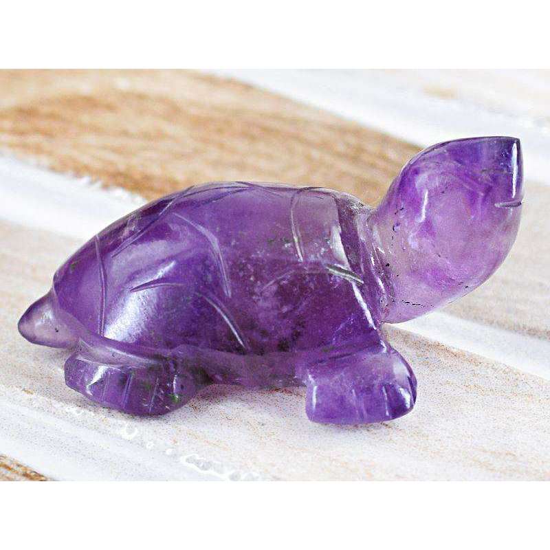 gemsmore:Artisian Hand Carved Purple Amethyst Turtle Gem