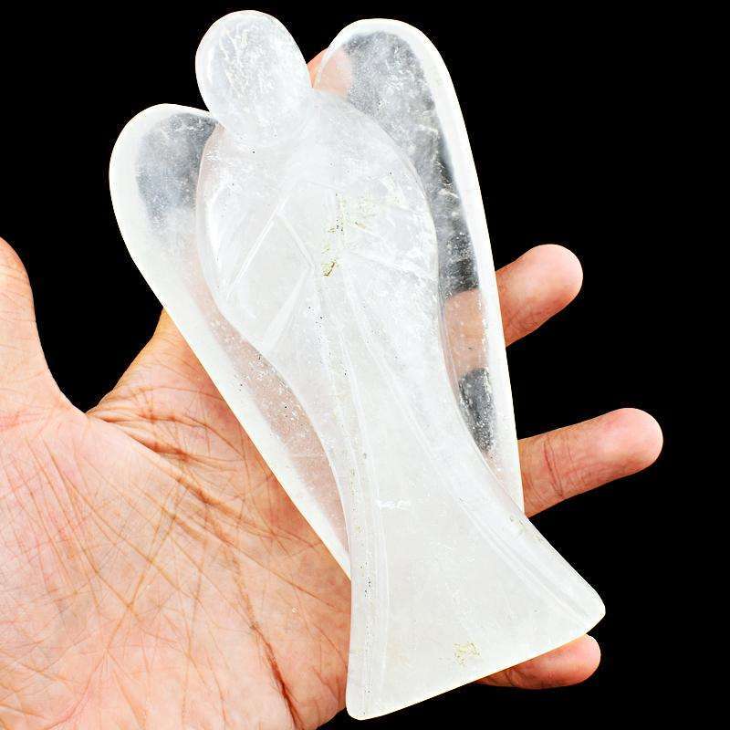 gemsmore:Artisian Hand Carved White Quartz Healing Angel