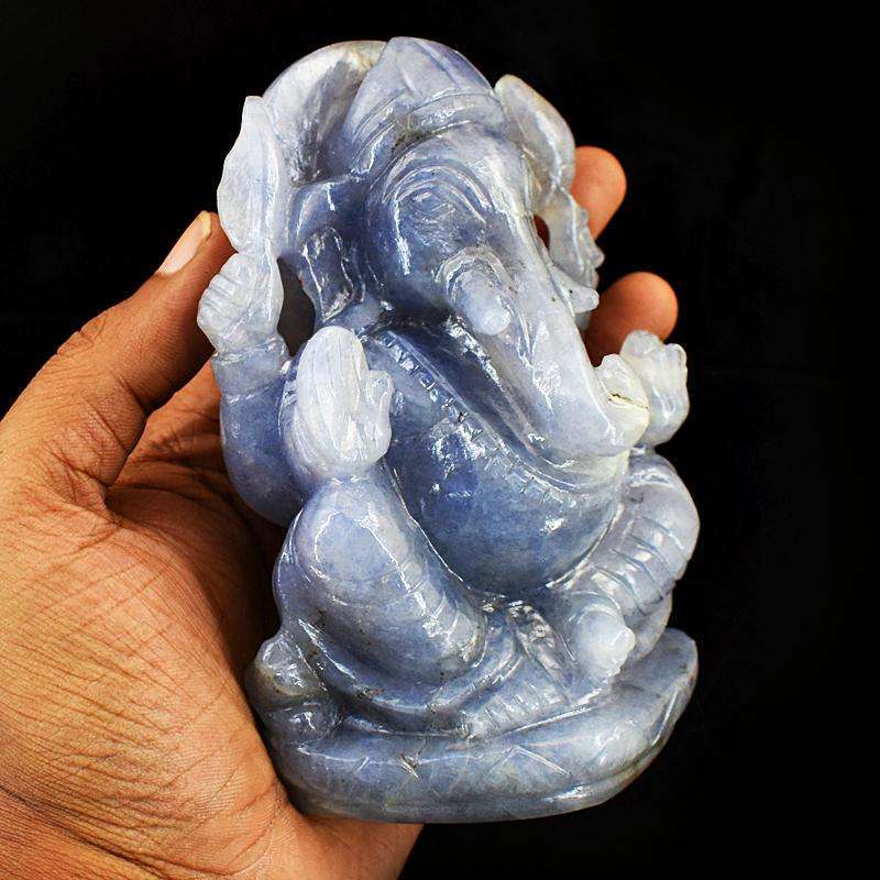 gemsmore:Artisian Iolite Hand Carved Lord Ganesha