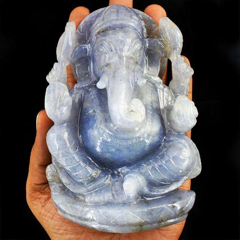 gemsmore:Artisian Iolite Hand Carved Lord Ganesha