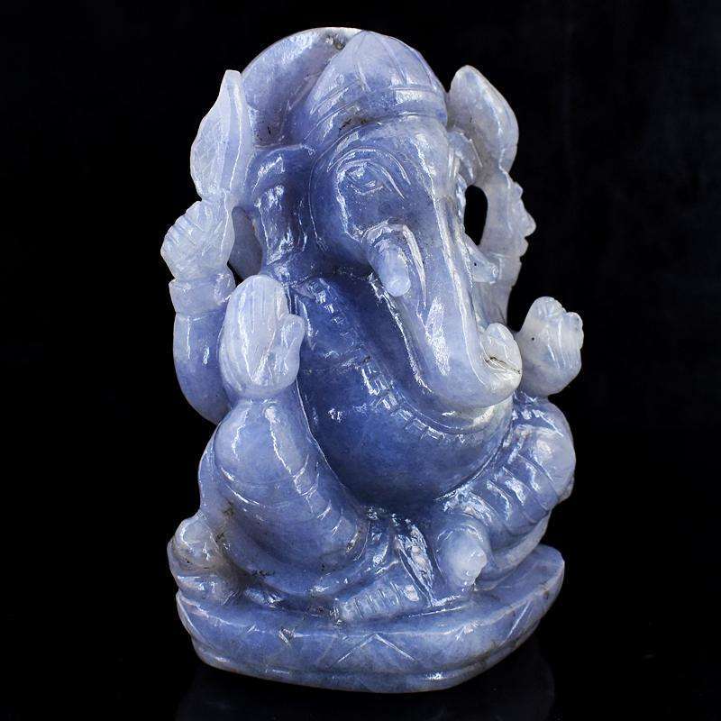 gemsmore:Artisian Iolite Hand Carved Lord Ganesha